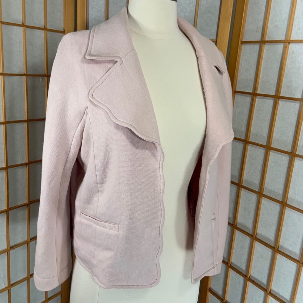 Anthropologie Elevenses pale pink open jacket